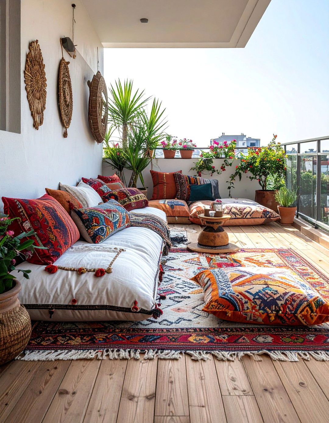Floor Cushion Seating Areas - 25 Balcony Seating Ideas for Small Outdoor Spaces