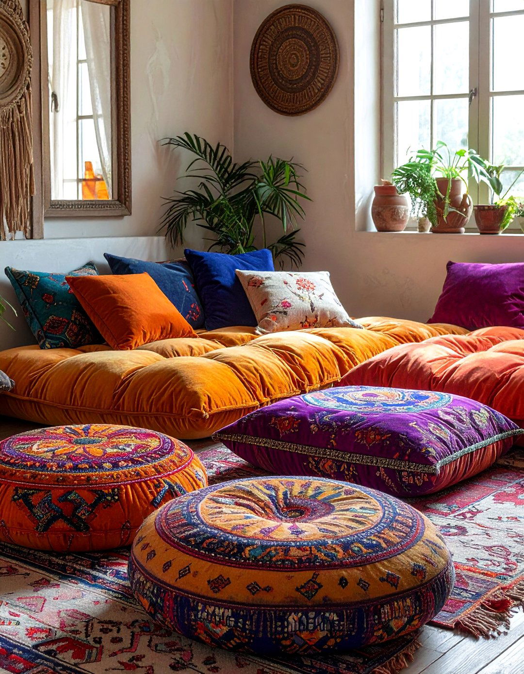Floor Cushion Seating - 25 Hippie Bedroom Ideas for a Bohemian Retreat