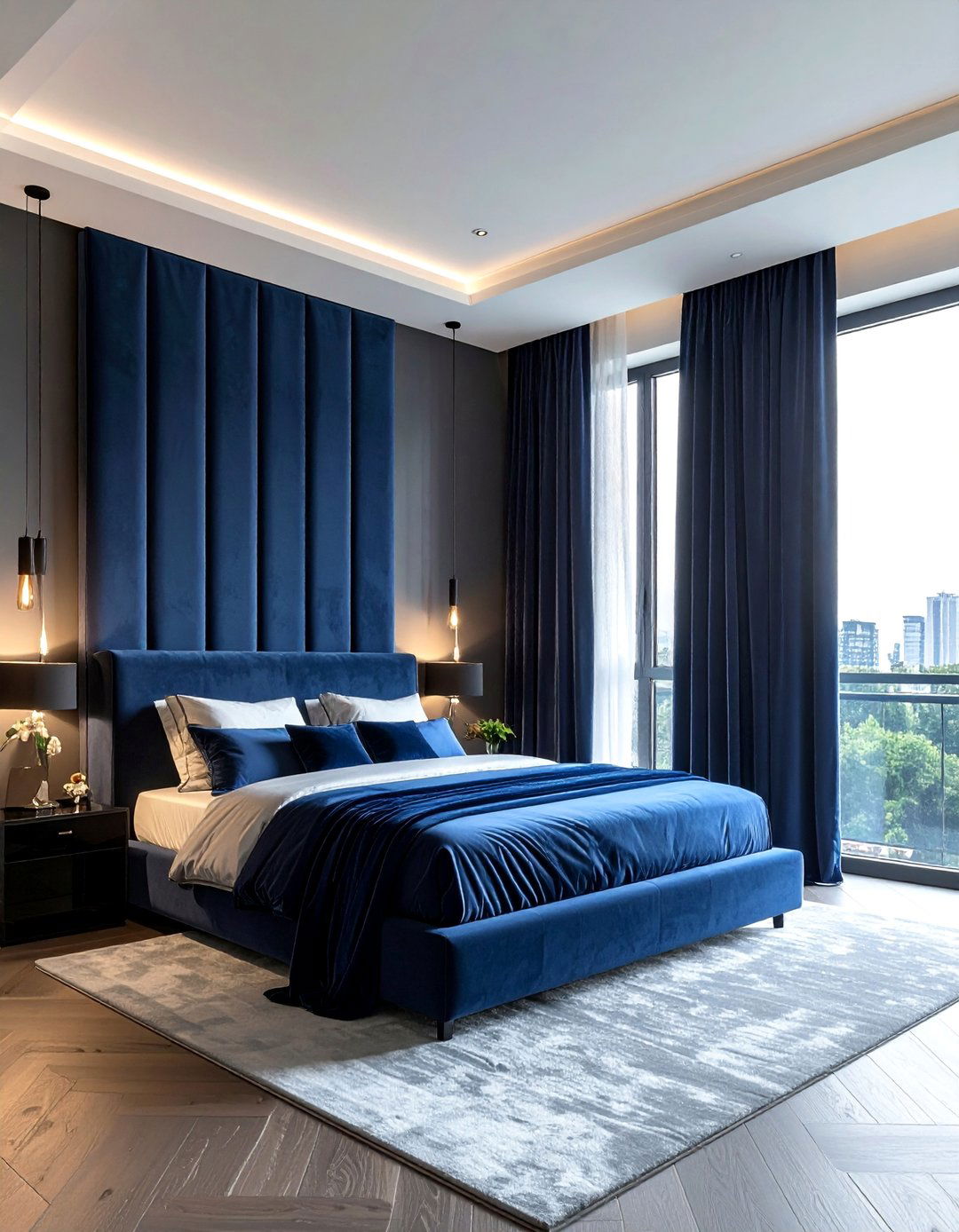 Floor to Ceiling Velvet Blackout Curtains - 20 Dreamy Bedroom Design Ideas for a Relaxing Space