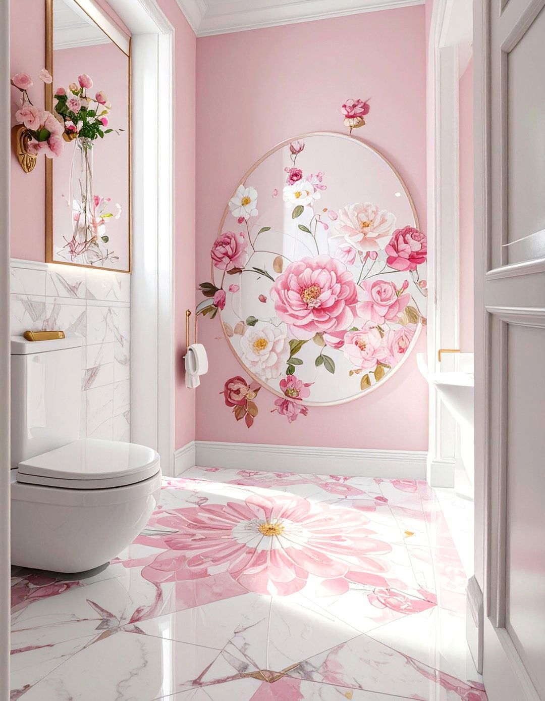 Floral Pattern Mosaic Floor - 20 Bathroom Mosaic Floor Tile Ideas for a Stunning Look