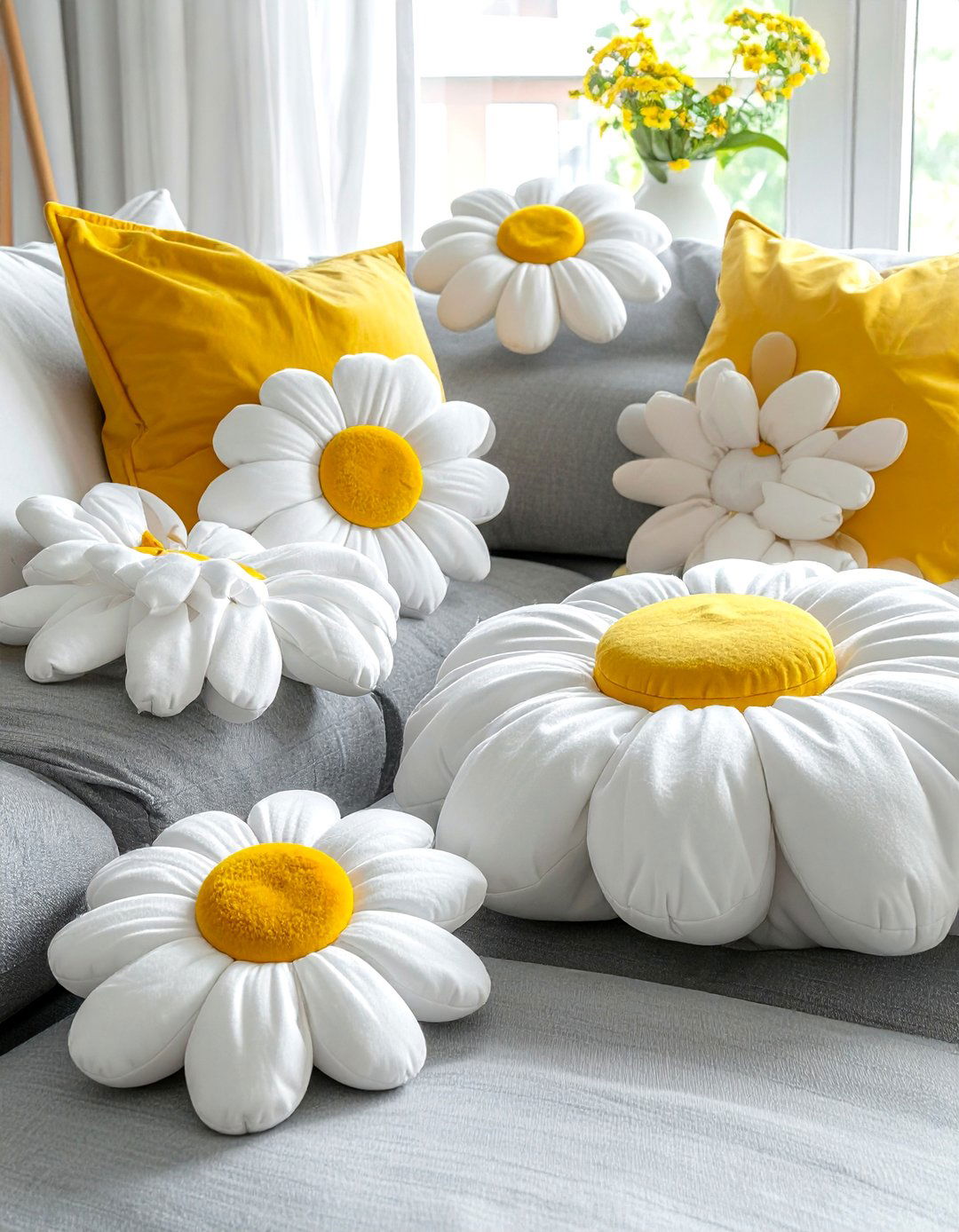 Flower Shaped Decorative Pillows - 25 Danish Pastel Room Ideas for a Soft, Minimalist Aesthetic