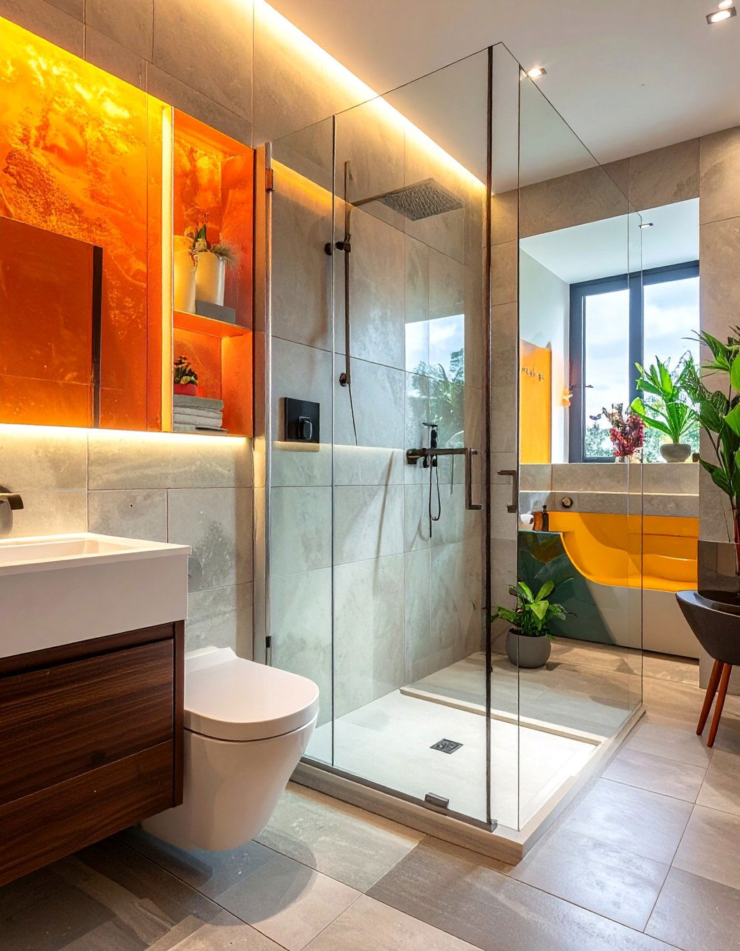 Frameless Glass Shower Enclosures - 30 Open Concept Bathroom Ideas for Modern Homes