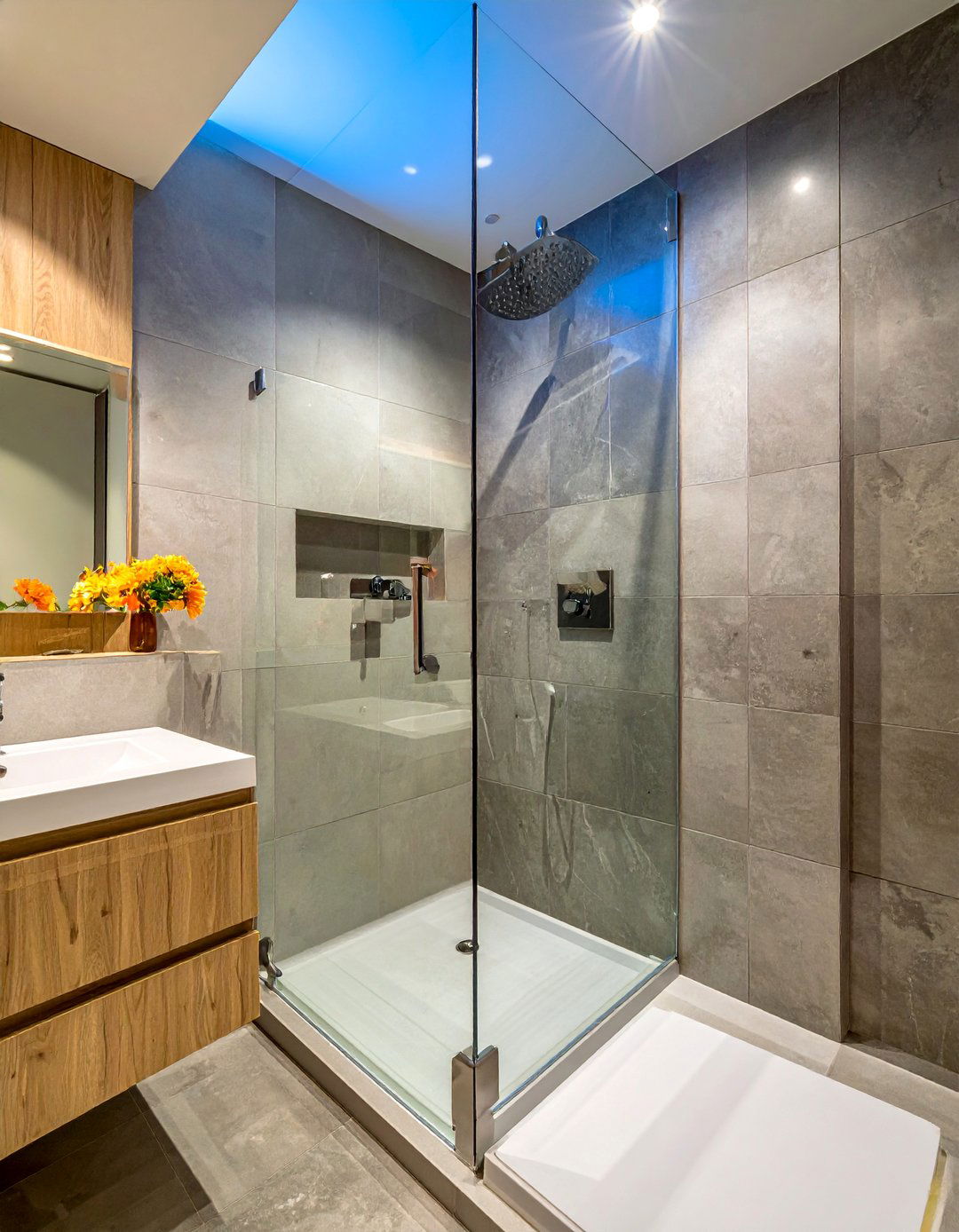 Frameless Glass Shower Screen for a Small Ensuite Design - 25 Small Ensuite Design Ideas for Stylish Spaces