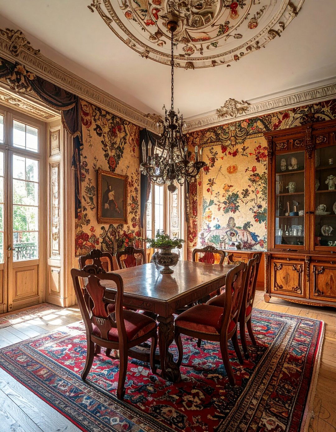 French Tapestry Heritage Dining Room - 25 French Parisian Dining Room Ideas for Elegant Homes
