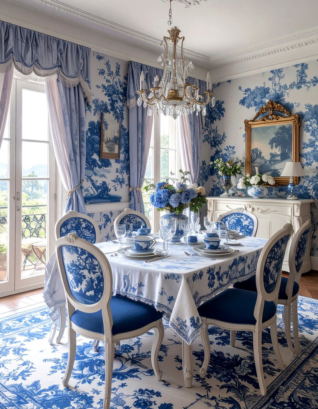French Toile Pattern Dining Room - 25 French Parisian Dining Room Ideas for Elegant Homes