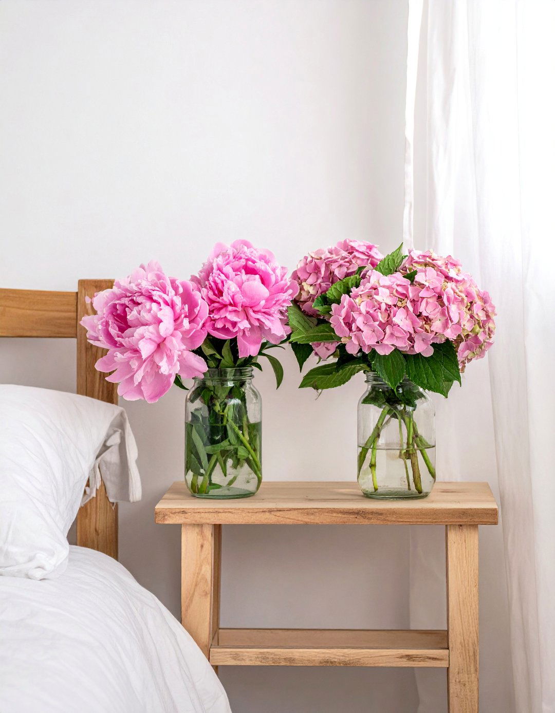 Fresh Flowers in Mason Jars for a Shabby Chic Bedroom - 20 Shabby Chic Bedroom Ideas for Timeless Elegance