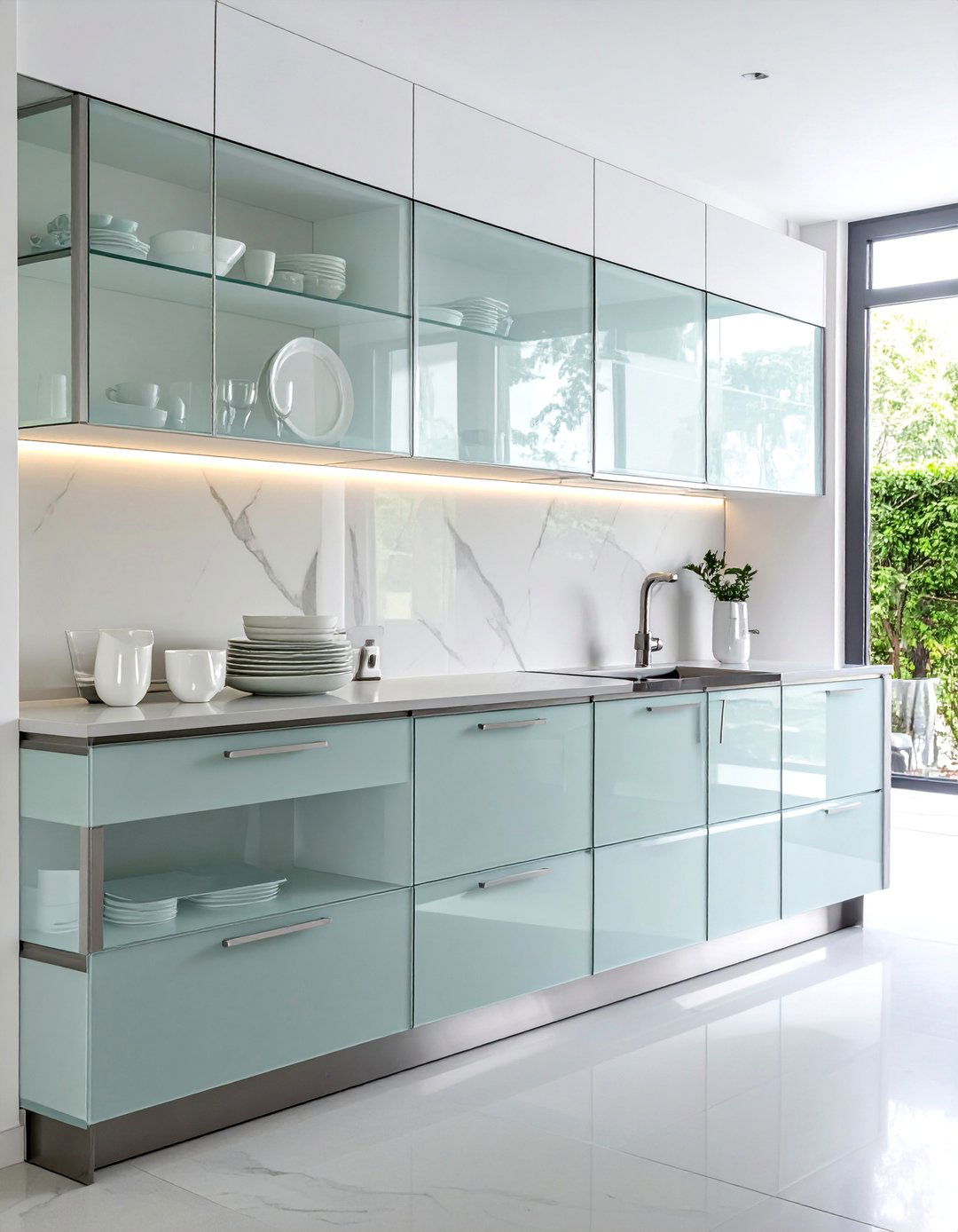 Frosted Glass Kitchen Cabinets for Subtle Concealment - 20 Modern Style Glass Kitchen Cabinets for a Sleek Look