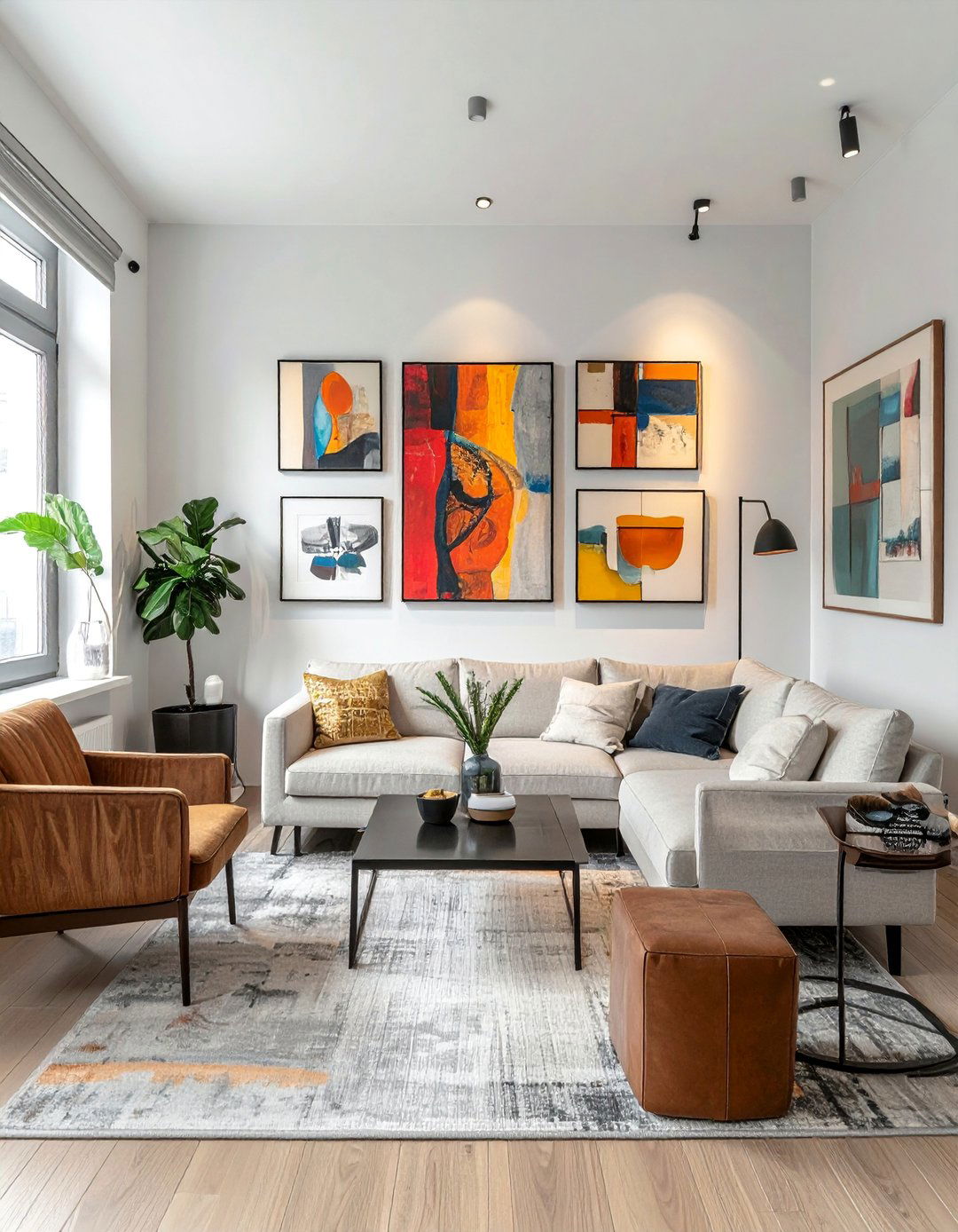 Gallery Wall Focal Arrangement - 25 Functional Living Room Layout Ideas