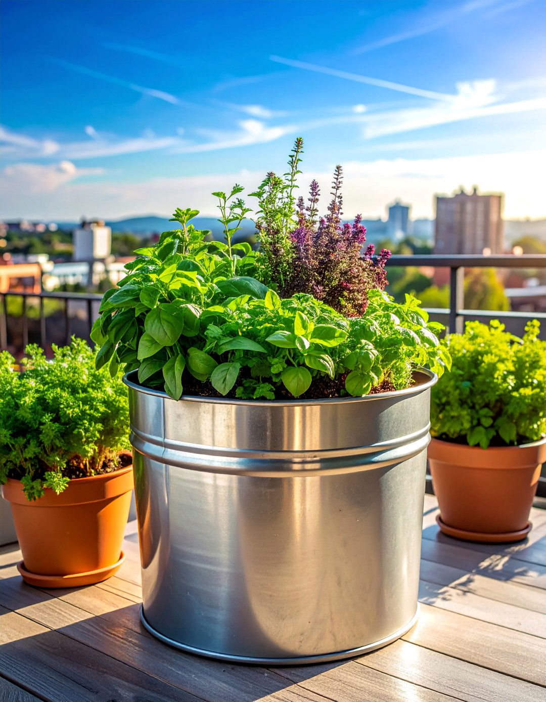 Galvanized Tub Balcony Herb Garden - 20 Balcony Herb Garden Ideas for Fresh Flavors at Home