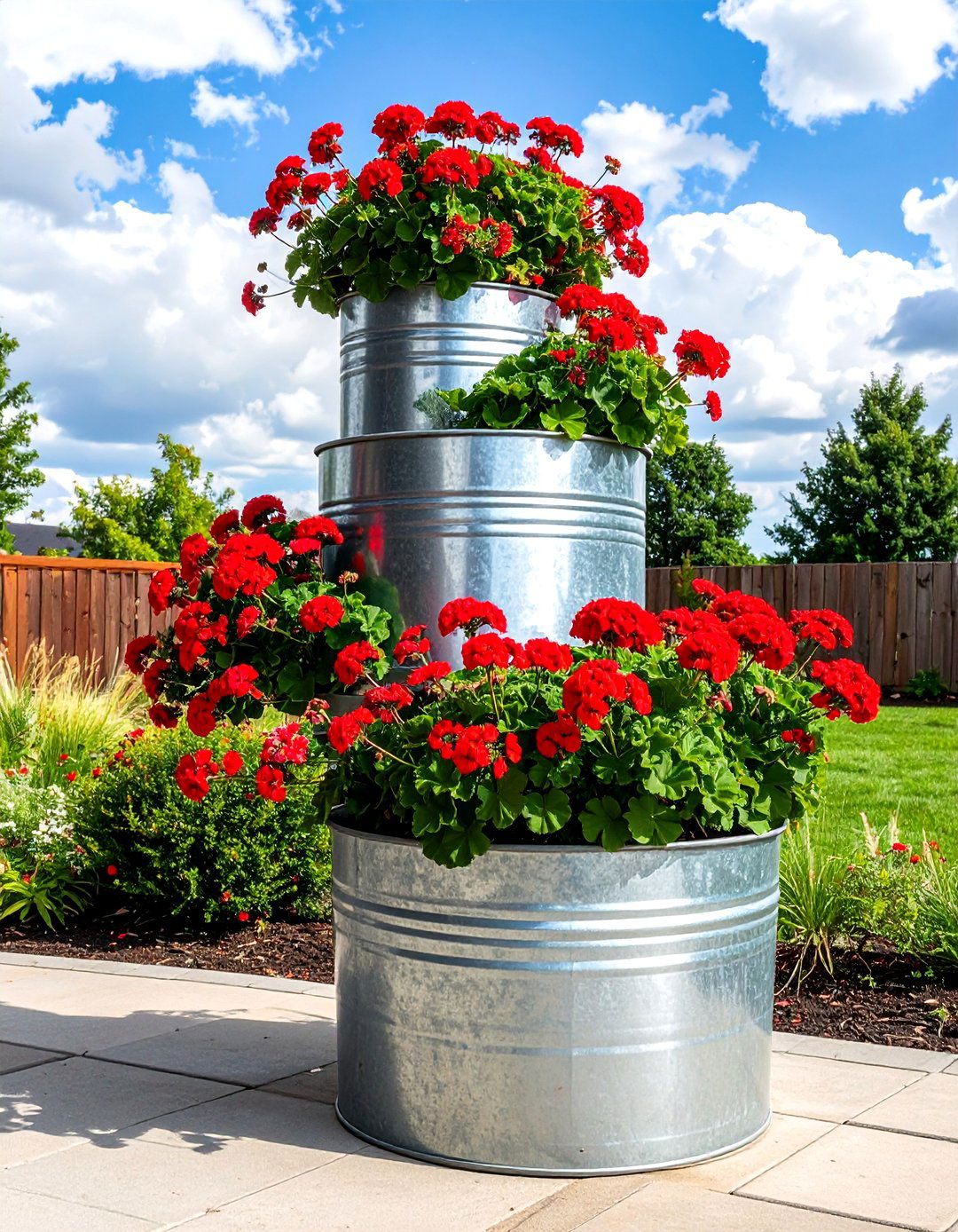 Galvanized Tub Tiered Vertical Garden - 40 Vertical Garden Ideas for Small Spaces