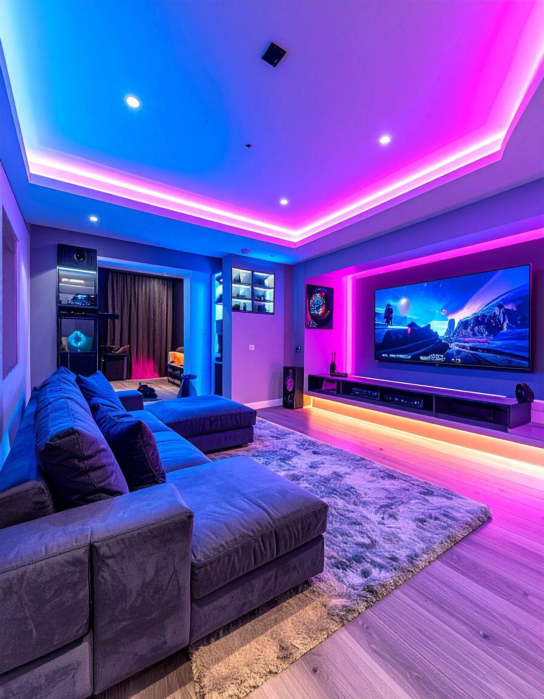 Gaming Movie Hybrid Theater - 25 Basement Home Theater Ideas for Movie Nights