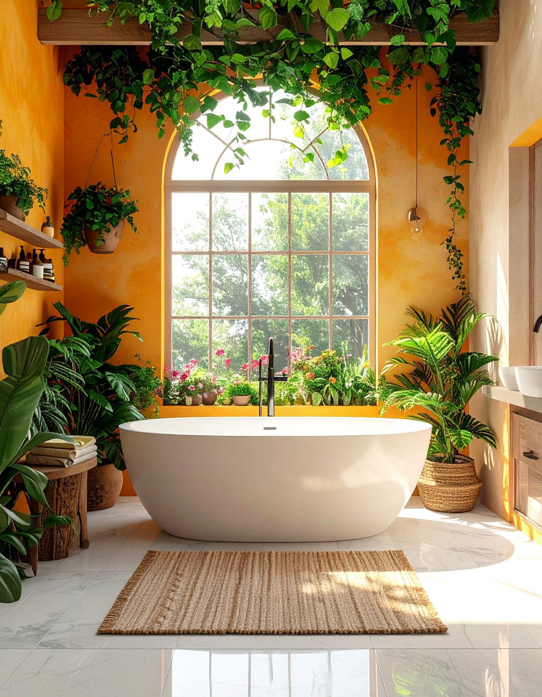 Garden Window Greenery - 20 Windows Above Bathtub Ideas for a Relaxing Bath