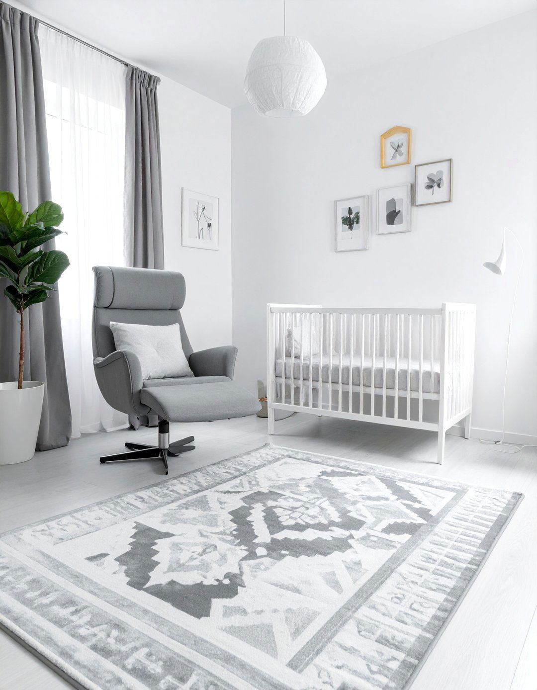 Gender Neutral White Nursery with Gray - 15 White Nursery Ideas for a Calm and Serene Space