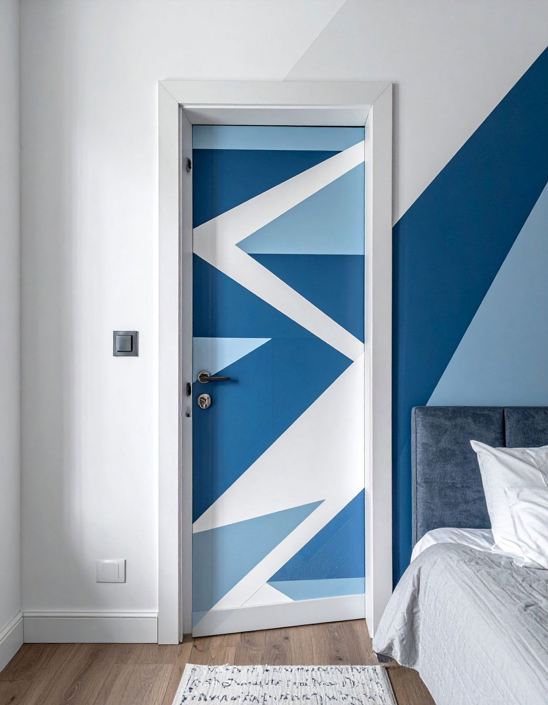 Geometric Paint Blocking - 25 Bedroom Door Decorating Ideas to Add Personality