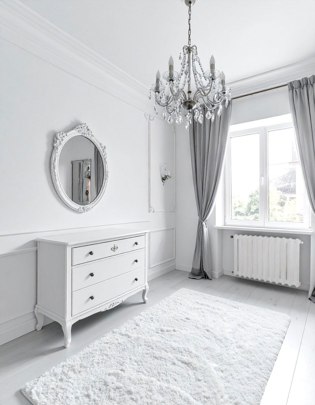 Glamorous White Nursery with Crystal Details - 15 White Nursery Ideas for a Calm and Serene Space