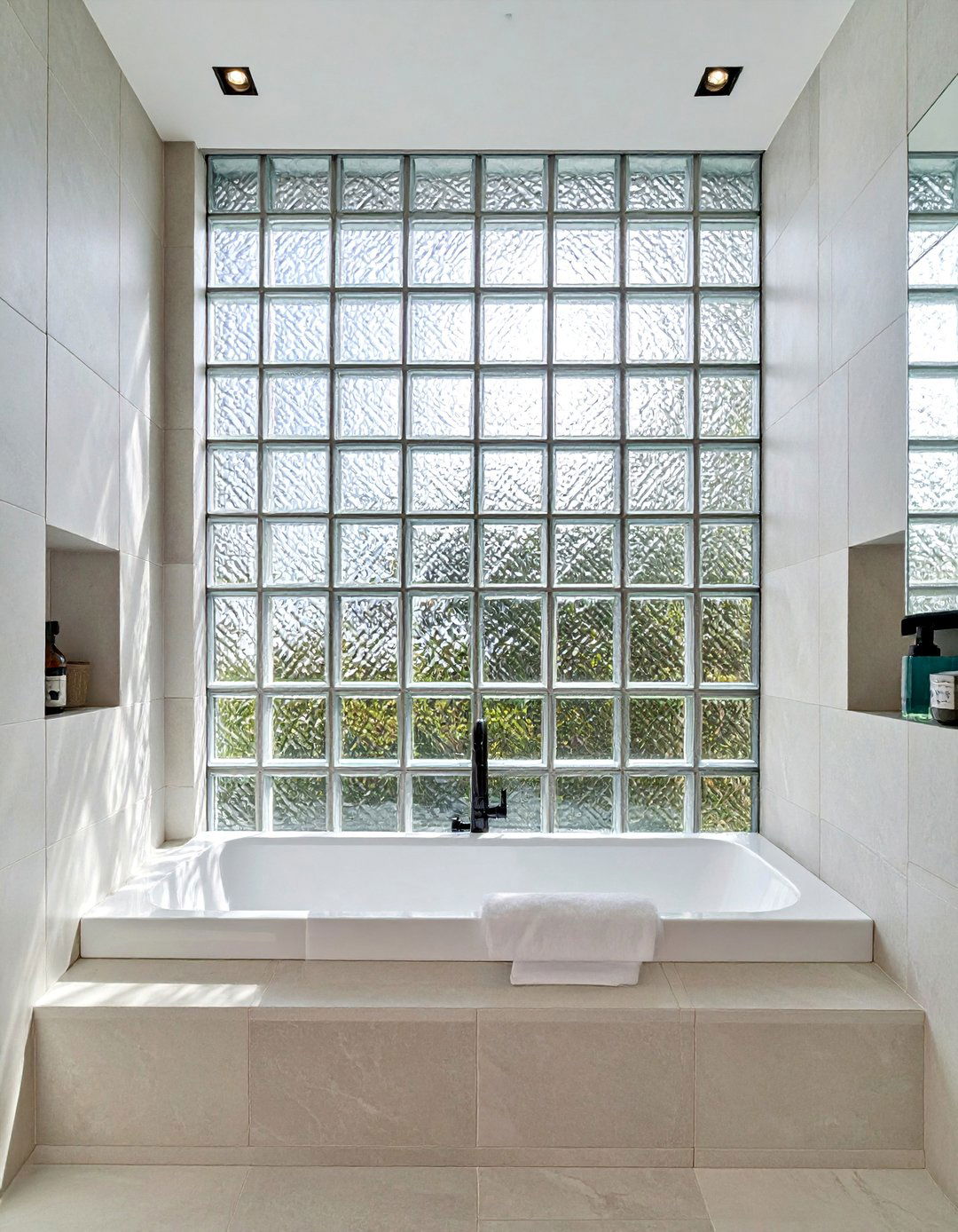 Glass Block Privacy - 20 Windows Above Bathtub Ideas for a Relaxing Bath