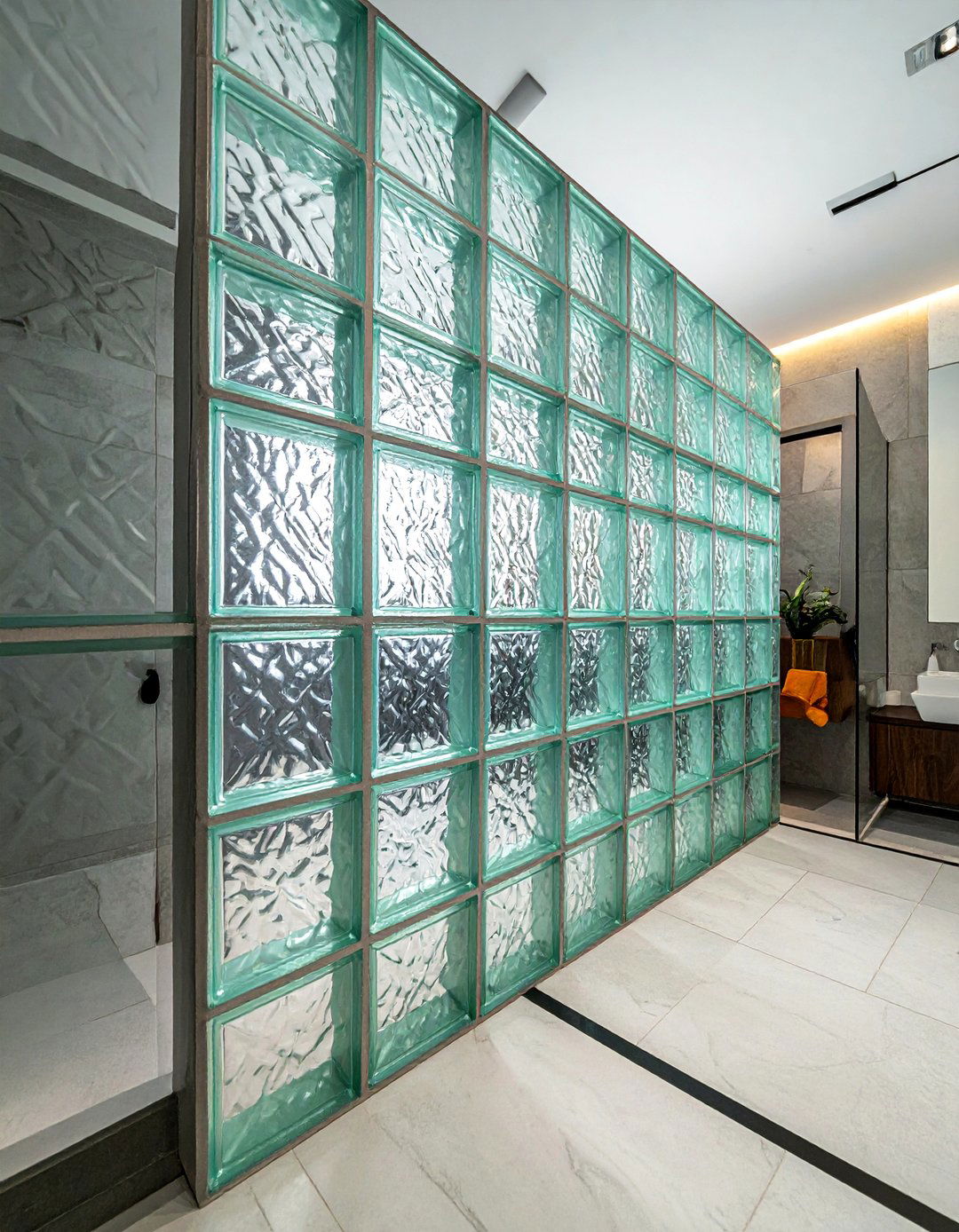 Glass Block Wall Sections - 20 Bathroom Partition Ideas to Maximize Space and Privacy