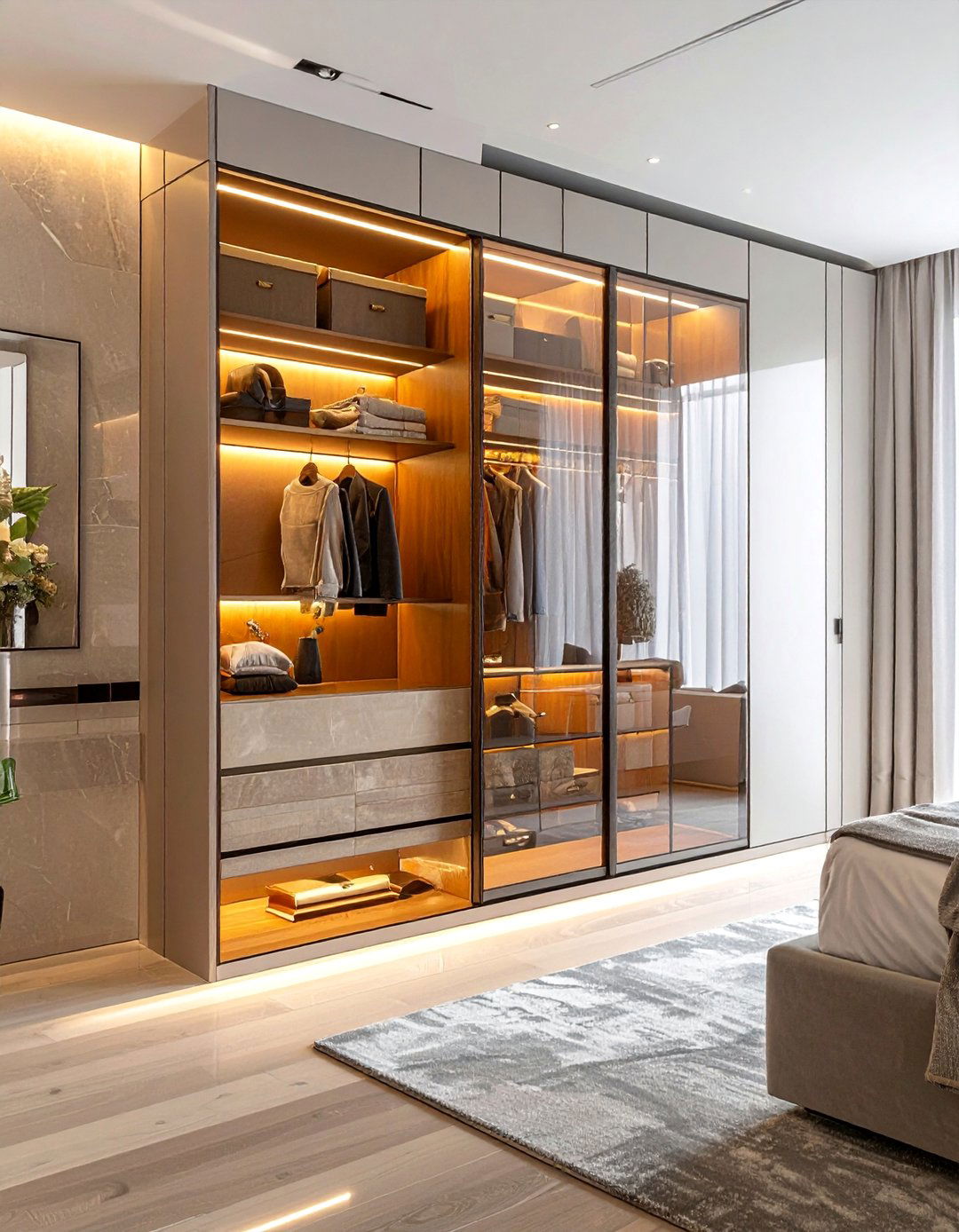 Glass Front Cabinet Display - 30 Open Closet Ideas for a Modern Wardrobe