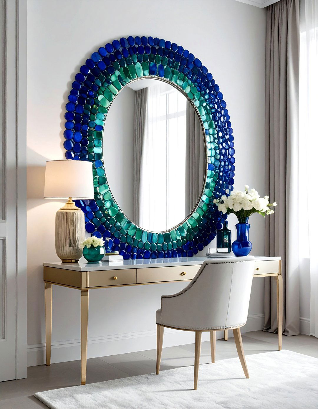 Glass Gem Mosaic Mirror - 20 Mosaic Mirror Ideas for Unique Home Decor