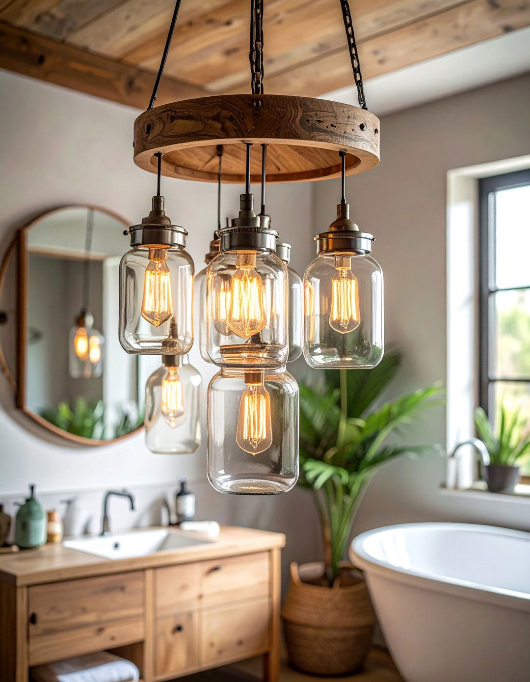 Glass Jar Bathroom Chandelier - 20 Bathroom Chandelier Ideas for a Luxurious Touch
