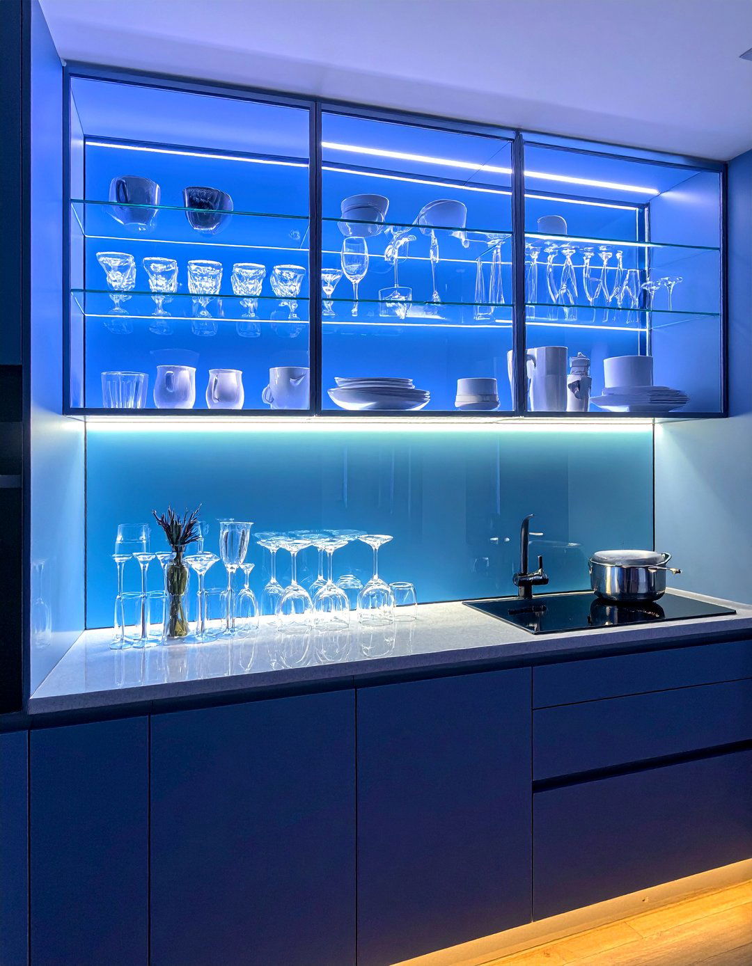 Glass Kitchen Cabinets with Integrated Lighting - 20 Modern Style Glass Kitchen Cabinets for a Sleek Look