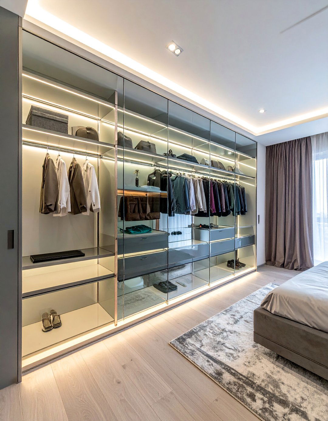 Glass and Chrome Contemporary Display - 30 Open Closet Ideas for a Modern Wardrobe