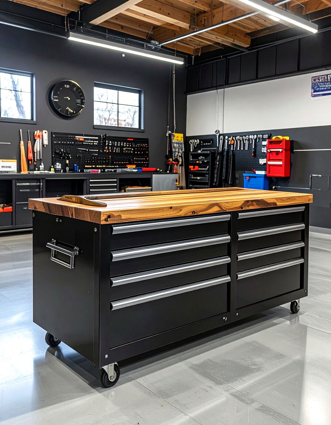 Glossy Black Garage Tool Chest - 25 Black Garage Ideas for a Stylish Utility Space