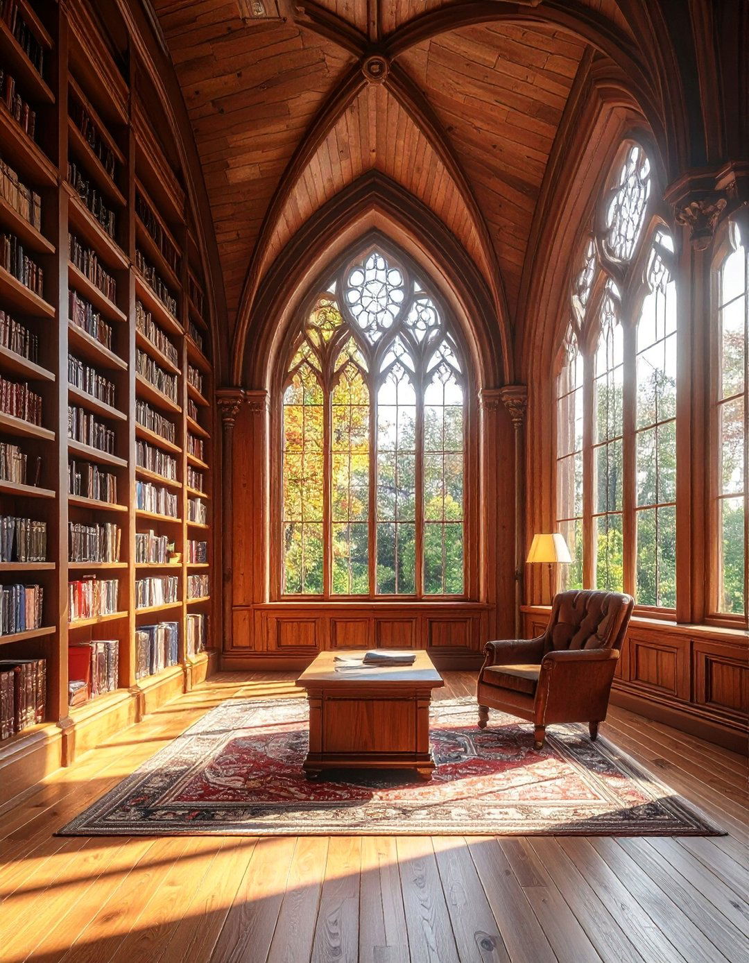 Gothic Revival Arch Windows for Home Libraries - 30 Arch Window Design Ideas for Elegant Home Interiors