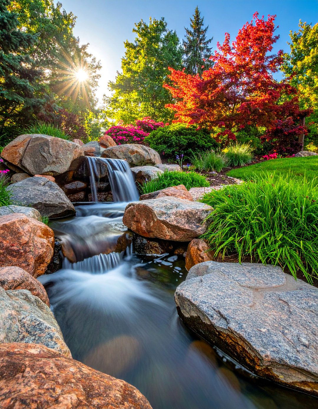 Granite Boulder Stream Design - 15 Pondless Waterfall Ideas for Low-Maintenance Beauty