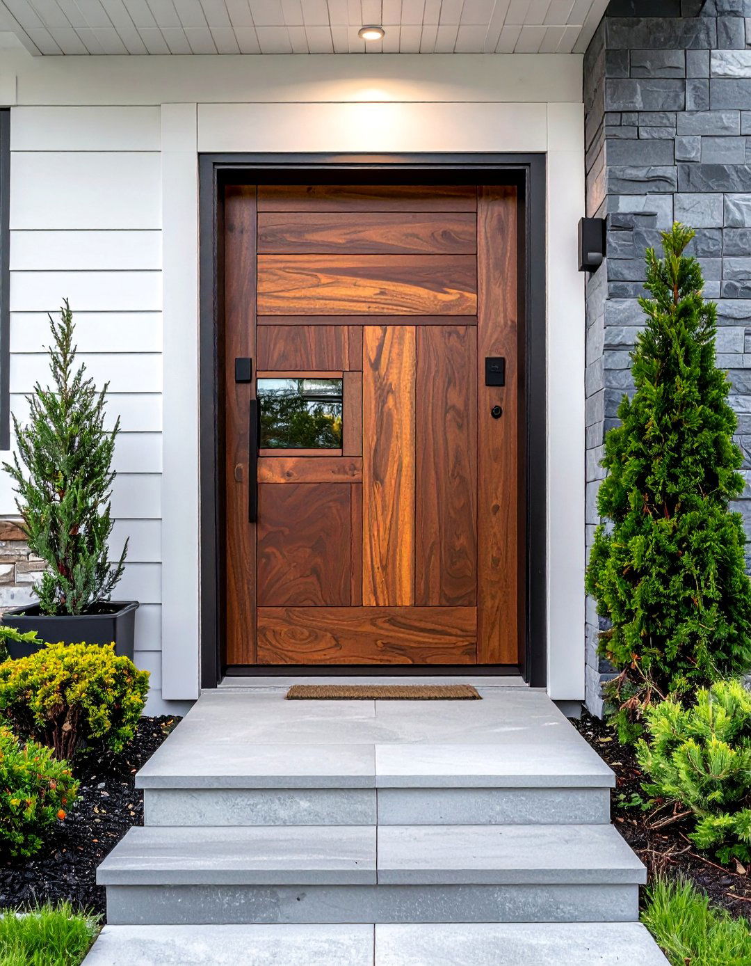 Gray Stained Front Door for a Contemporary Look - 25 Elegant Stained Front Door Ideas for Curb Appeal