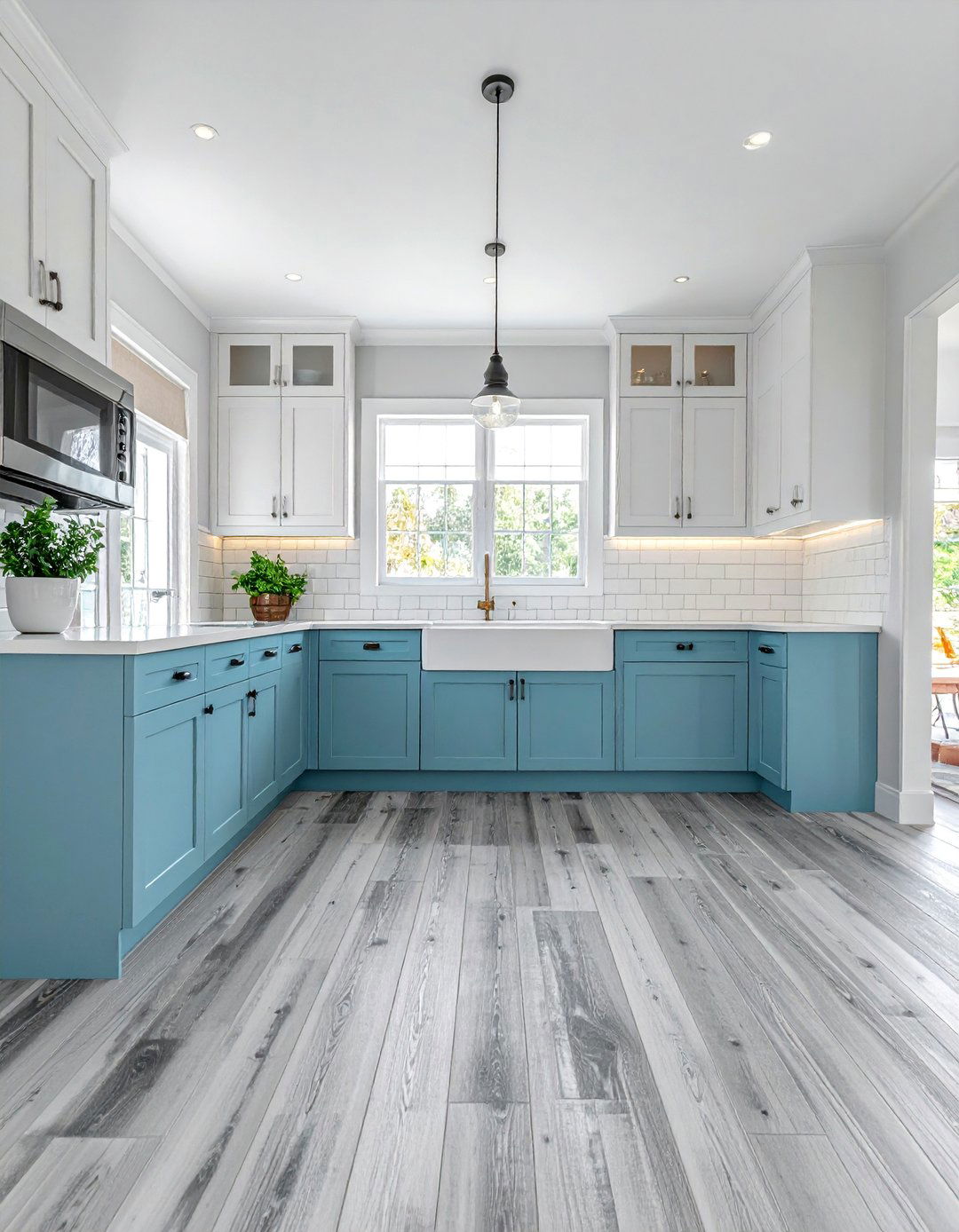 Gray Washed Wood Floors for a Coastal Kitchen Vibe - 15 Kitchens With Wood Floors for a Warm and Inviting Look