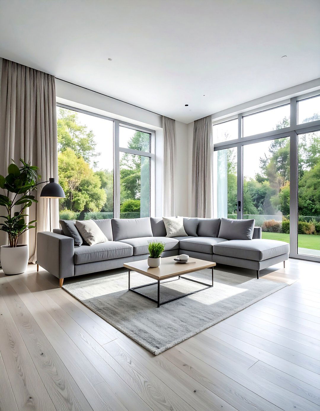 Grey Sectional on Light Colored Hardwood Floors - 15 Grey Sectional Living Room Ideas for Modern Homes