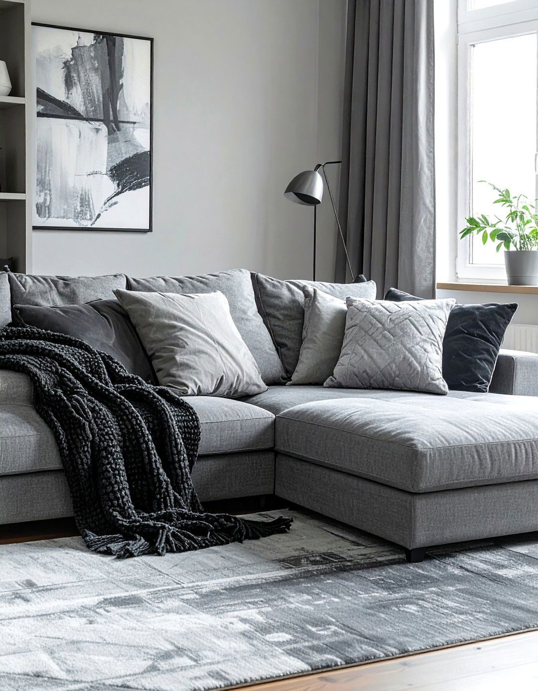 Grey Sectional with a Monochromatic Color Scheme - 15 Grey Sectional Living Room Ideas for Modern Homes