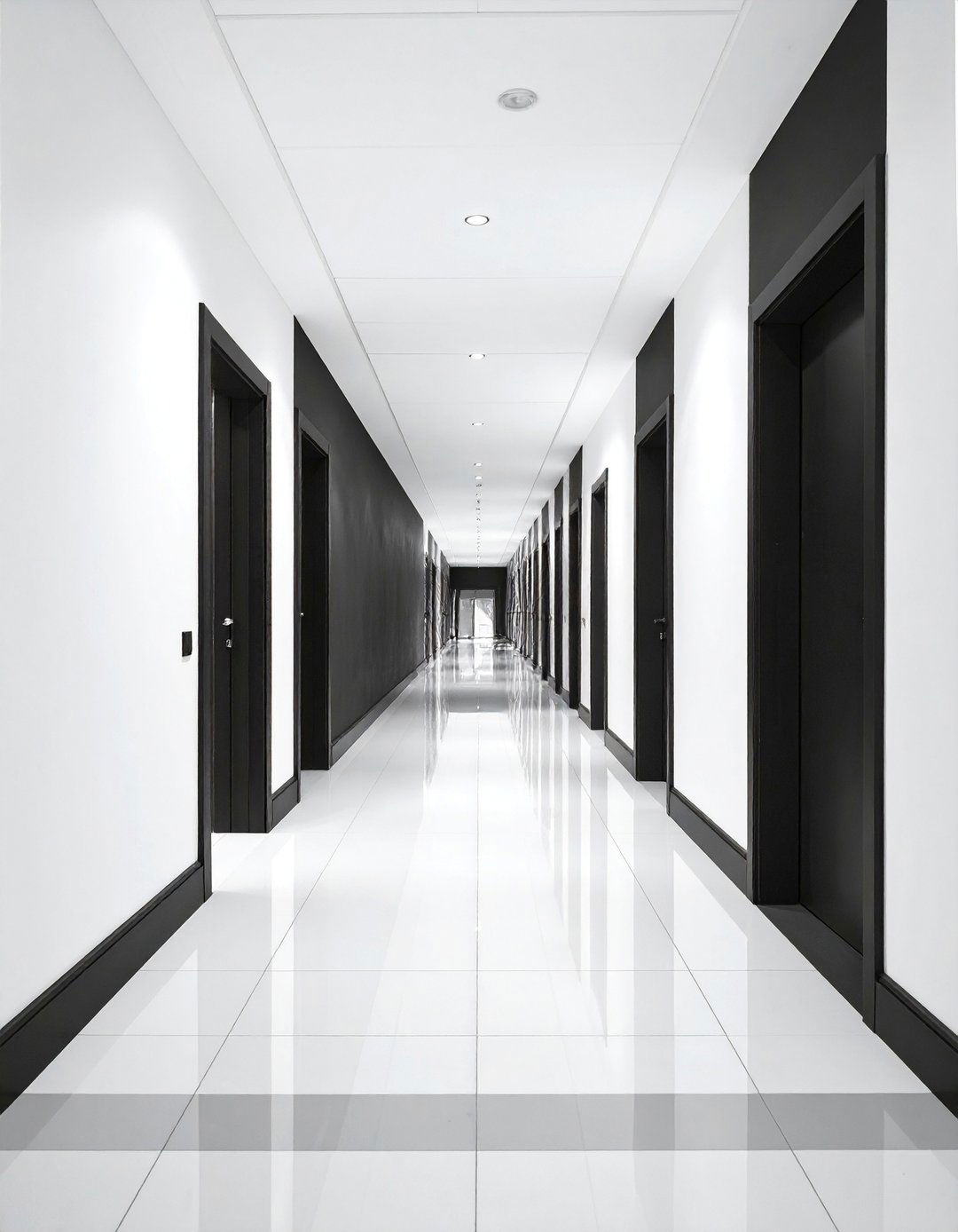 Half Painted Walls with Black on the Bottom - 20 Black and White Hallway Ideas for a Modern Look
