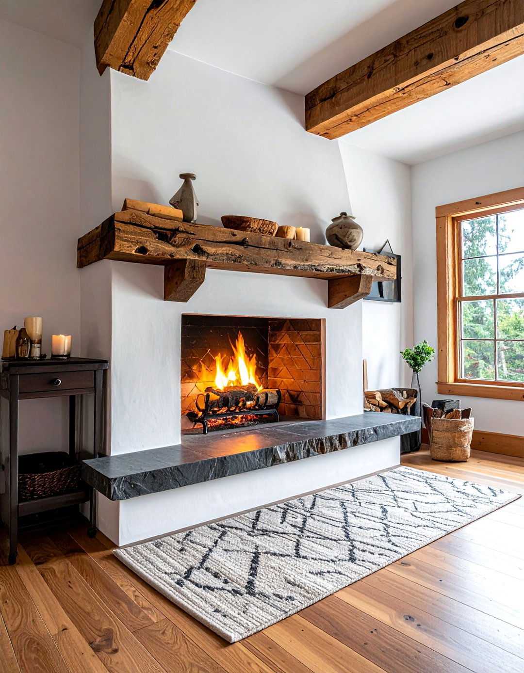 Hand Hewn Timber Mantels - 20 Wood Fireplace Mantel Ideas for a Cozy and Rustic Ambiance