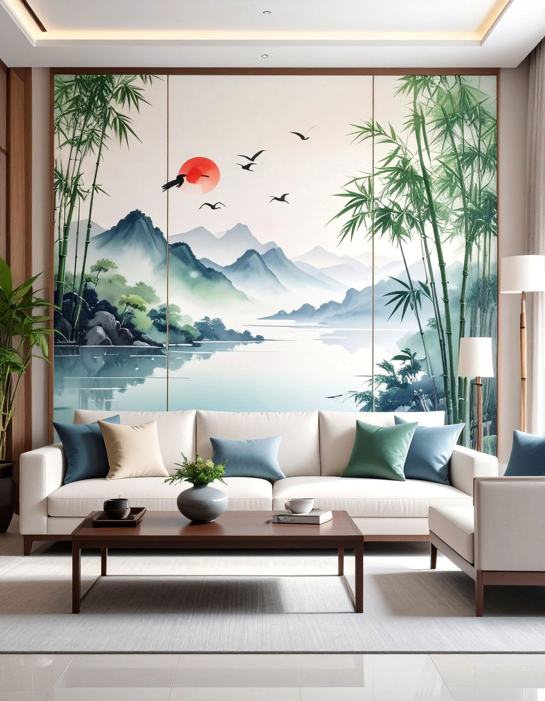 Hand Painted Silk Wall Panels - 25 Asian Living Room Ideas for a Zen-Inspired Space