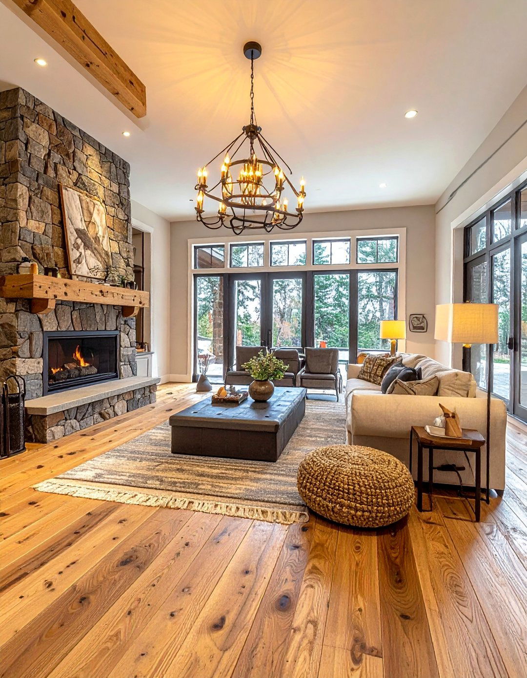 Hand Scraped Hardwood Living Room Floor - 25 Beautiful Living Room Wood Floor Ideas