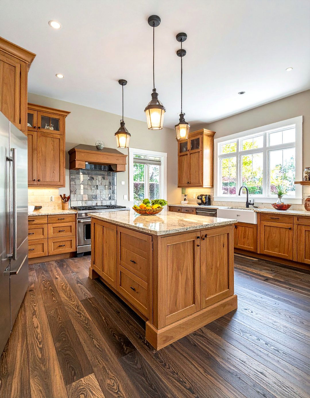 Hand Scraped Wood Floors for a Textured Lived In Kitchen - 15 Kitchens With Wood Floors for a Warm and Inviting Look