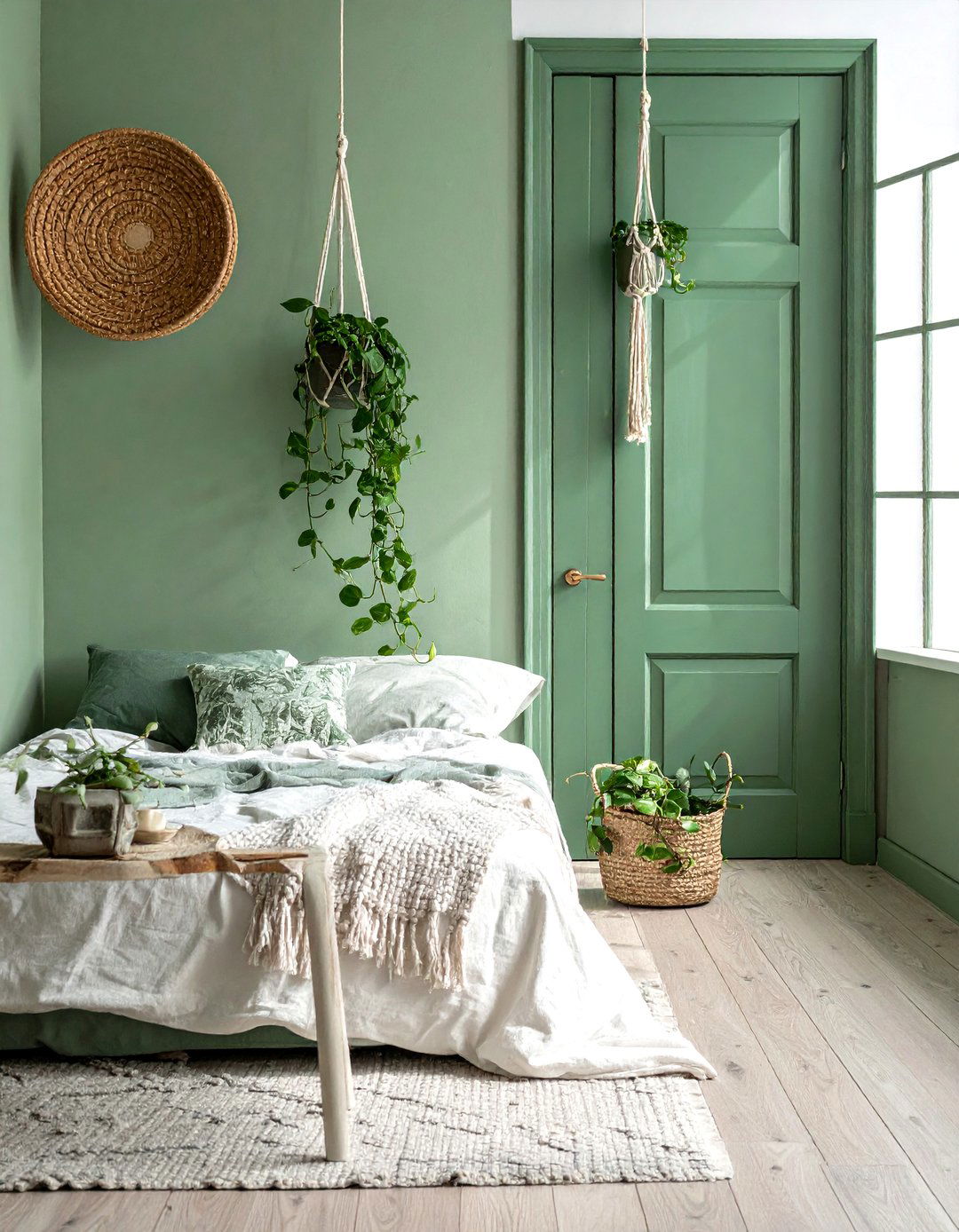 Hanging Plant Display - 25 Bedroom Door Decorating Ideas to Add Personality