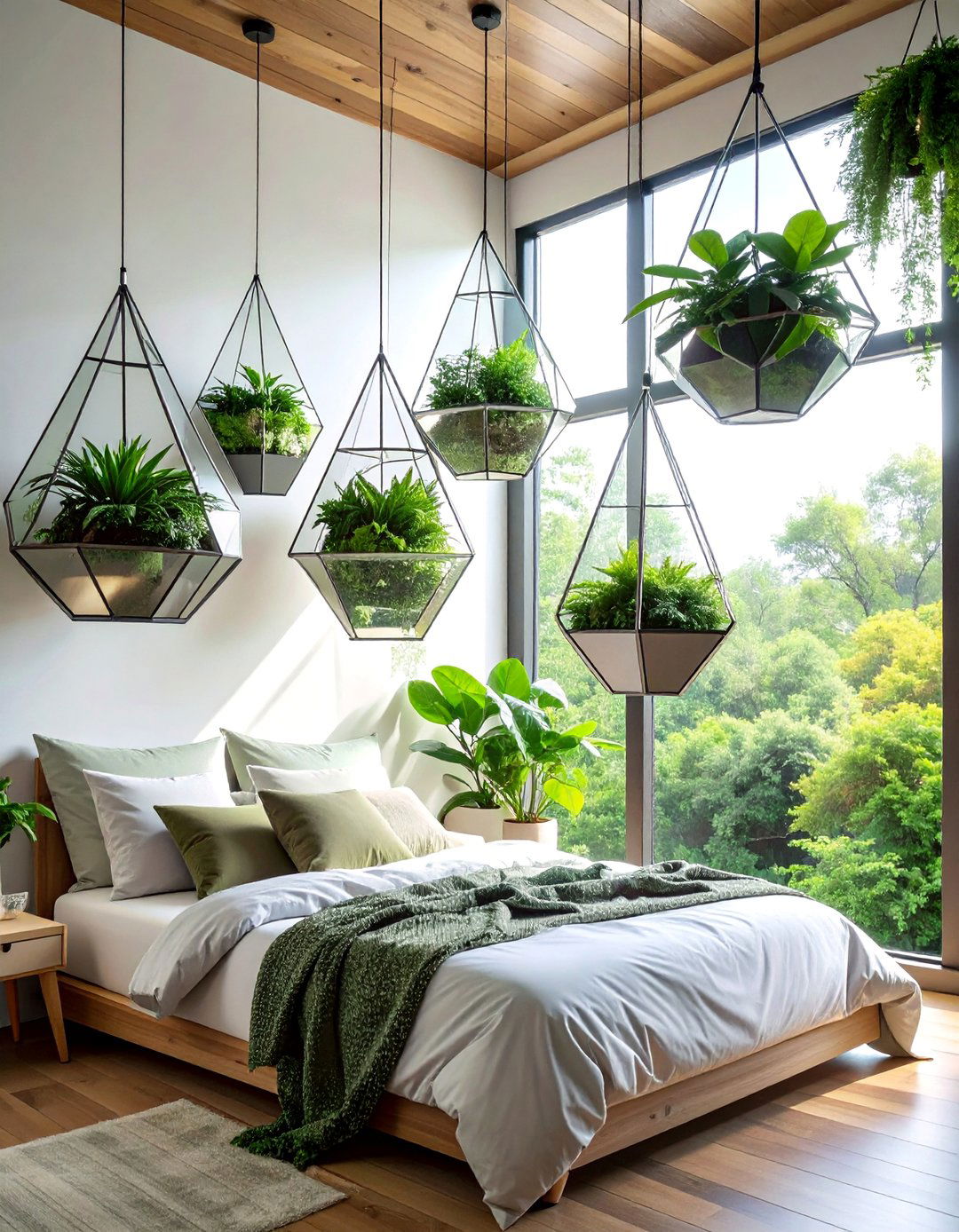 Hanging Terrariums and Air Plants - 20 Forest-Themed Bedroom Ideas for a Nature-Inspired Retreat