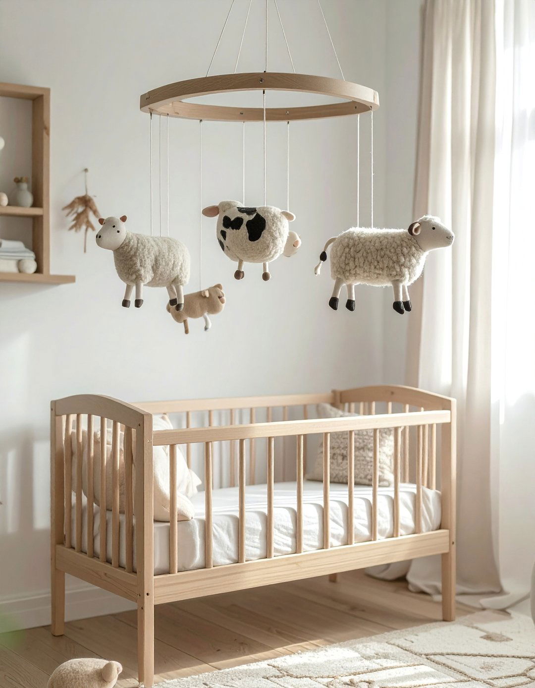 Hanging a Vintage Inspired Nursery Mobile - 15 Farmhouse Nursery Ideas for a Cozy and Charming Space