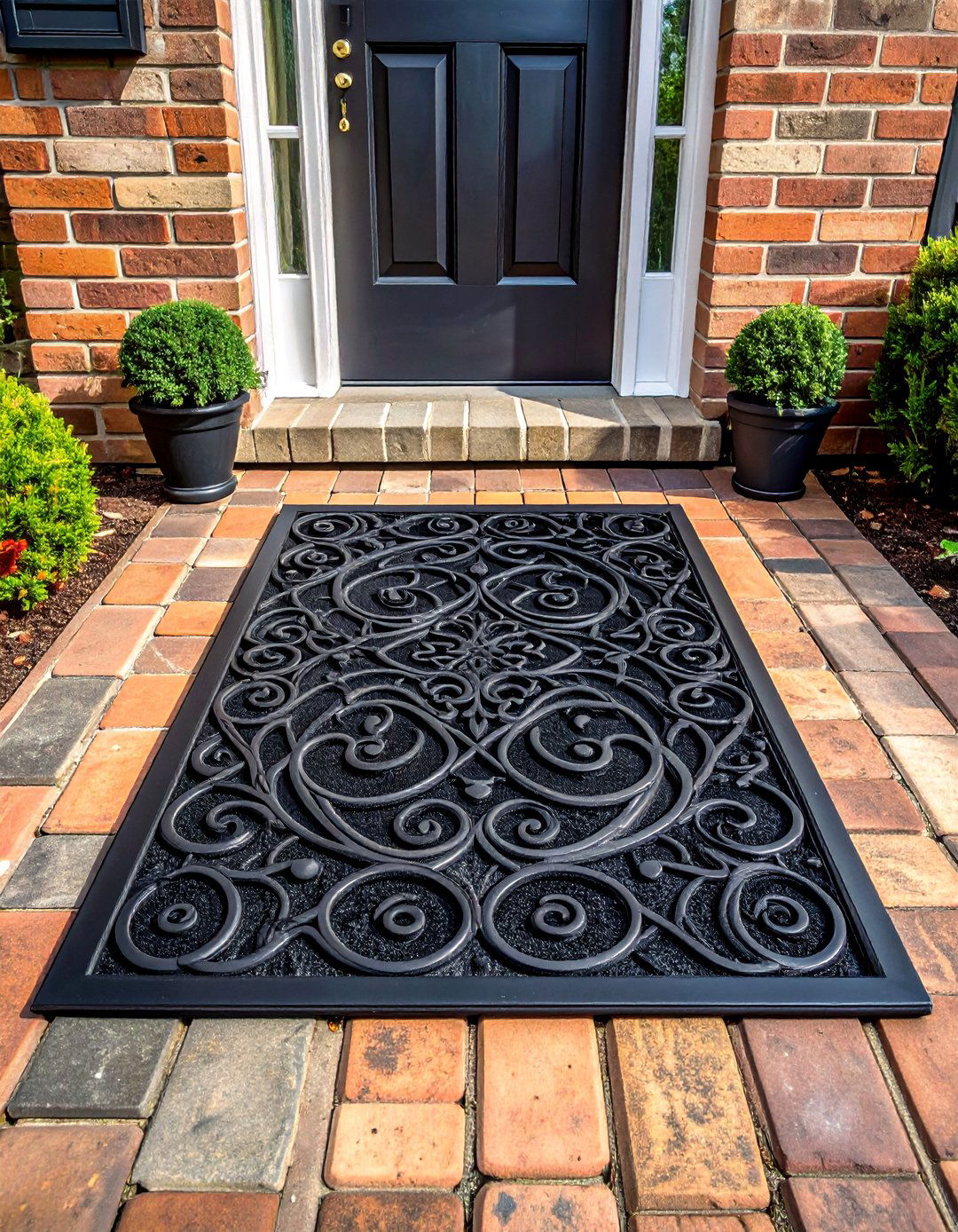 Heavy Duty Rubber Scrollwork Front Door Mat - 15 Front Door Mat Ideas to Welcome Guests in Style