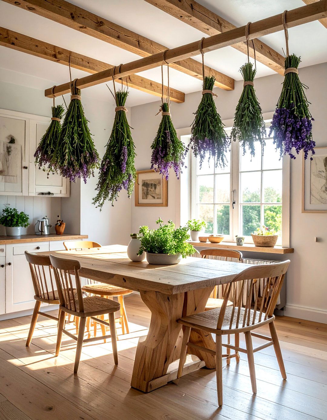Herb Drying Rack Display - 30 Cottagecore Dining Room Ideas for a Cozy and Charming Space