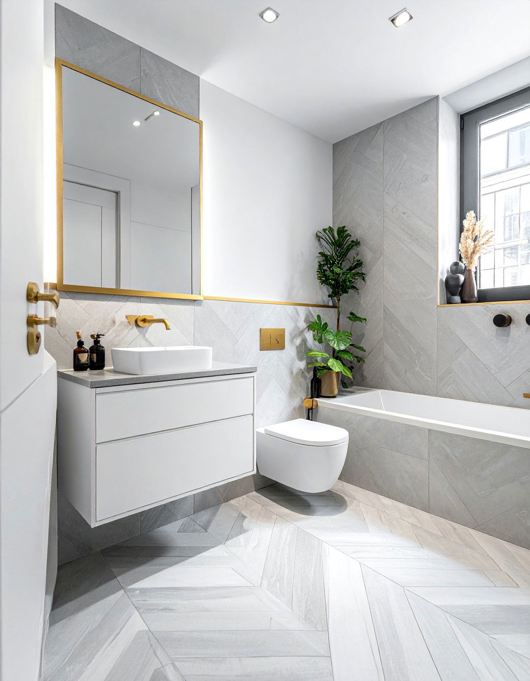 Herringbone Pattern Small Bathroom Flooring - 15 Stylish Small Bathroom Flooring Ideas for Any Home