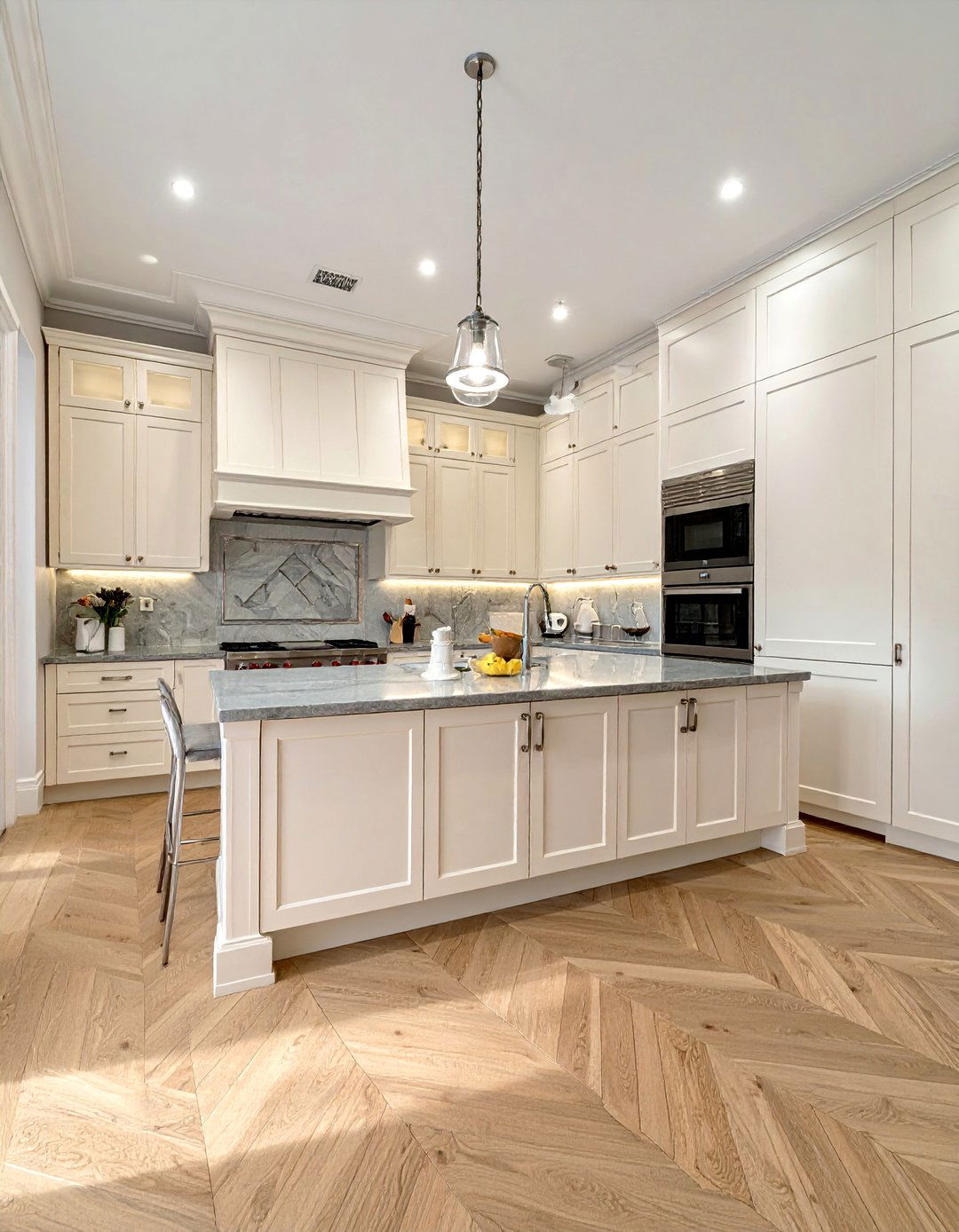 Herringbone Pattern Wood Floors for an Elegant Kitchen - 15 Kitchens With Wood Floors for a Warm and Inviting Look