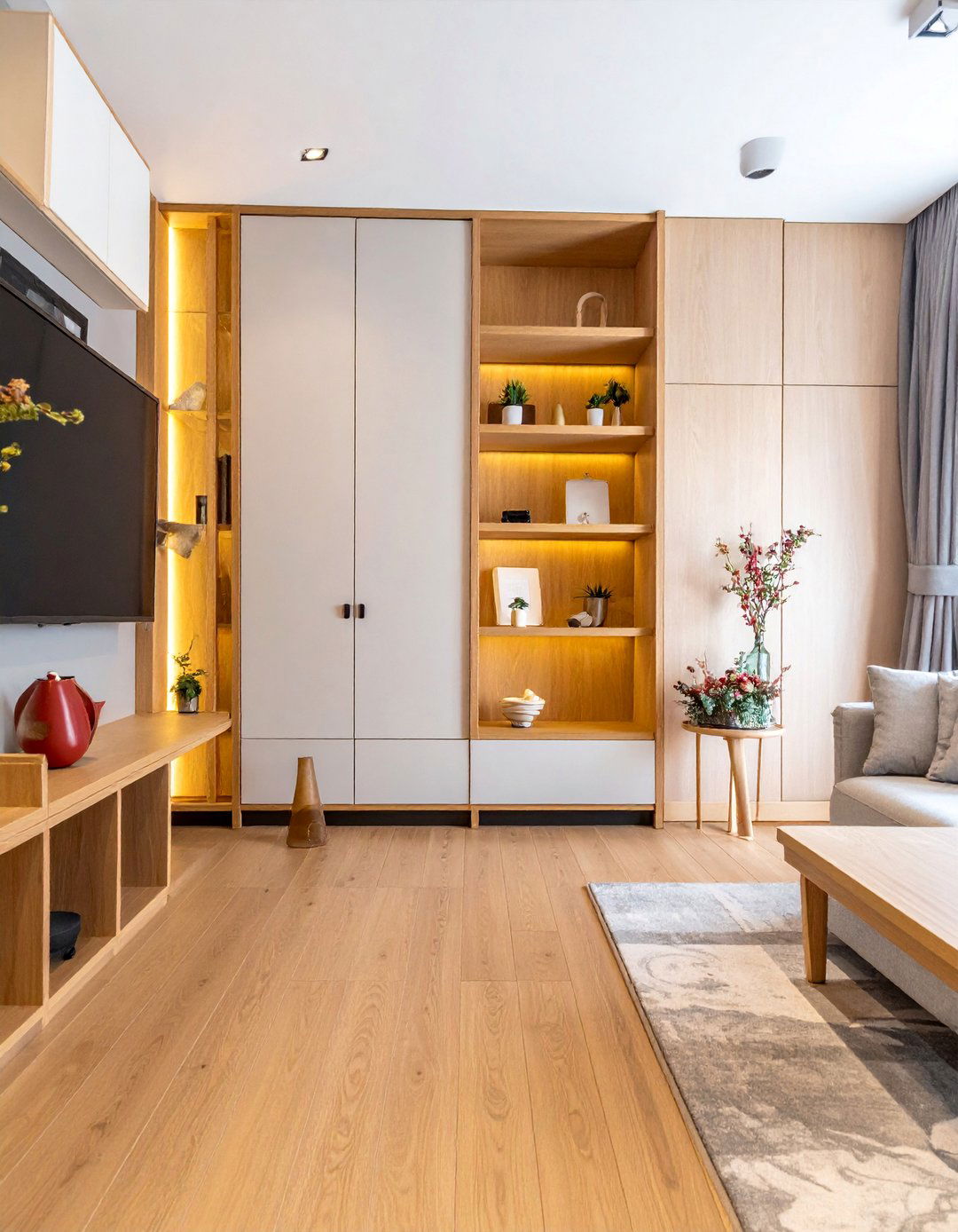 Hidden Storage Solutions Integration - 25 Japanese Style Living Room Ideas for Zen Vibes