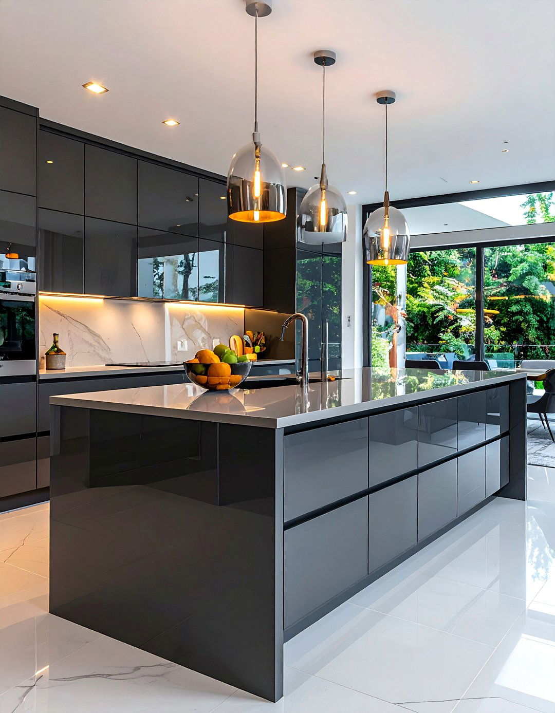 High Gloss Glass Kitchen Cabinets for a Reflective Sheen - 20 Modern Style Glass Kitchen Cabinets for a Sleek Look