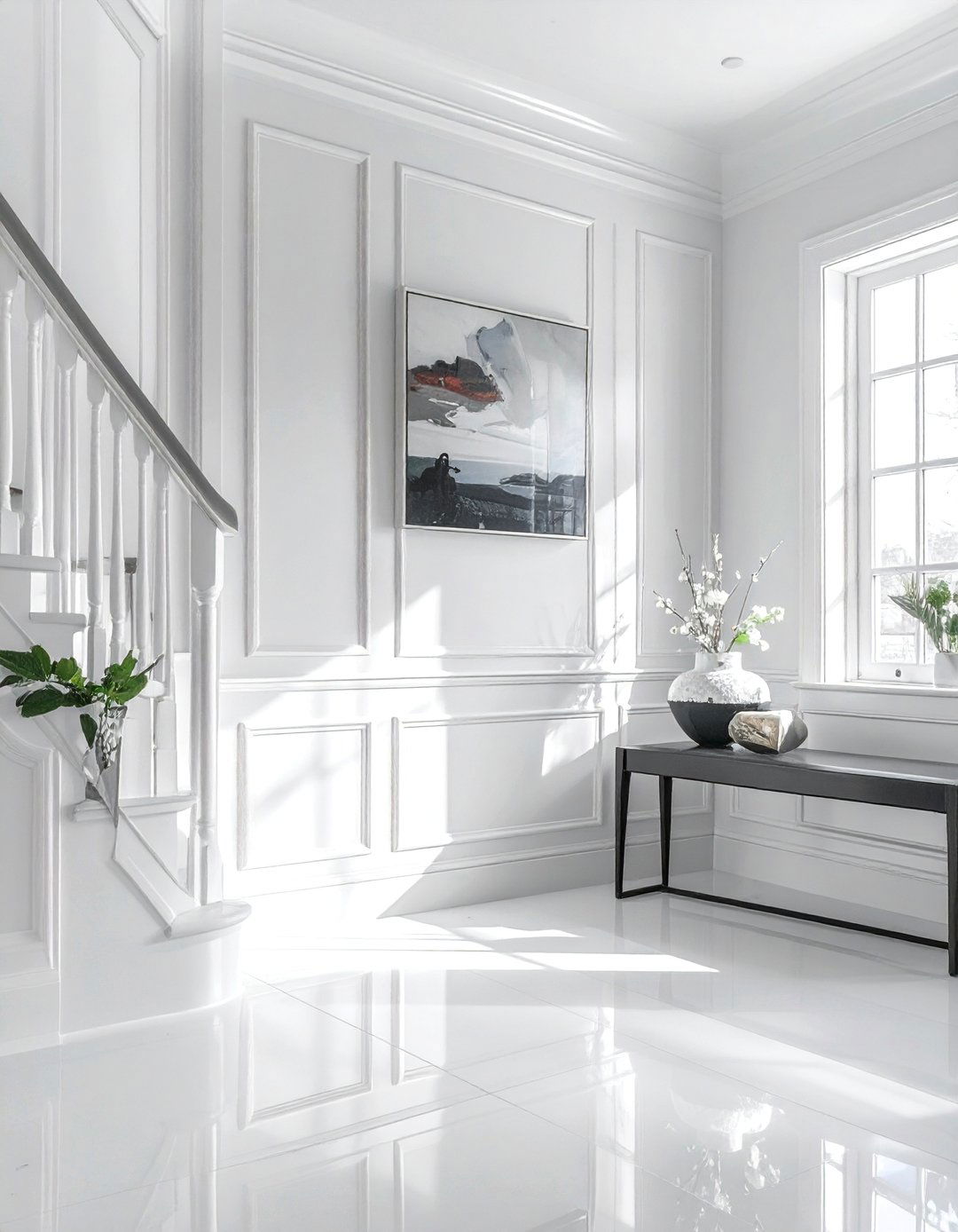 High Gloss Paint Finish on Wainscoting - 25 Wainscoting Entryway Ideas to Elevate Your Home