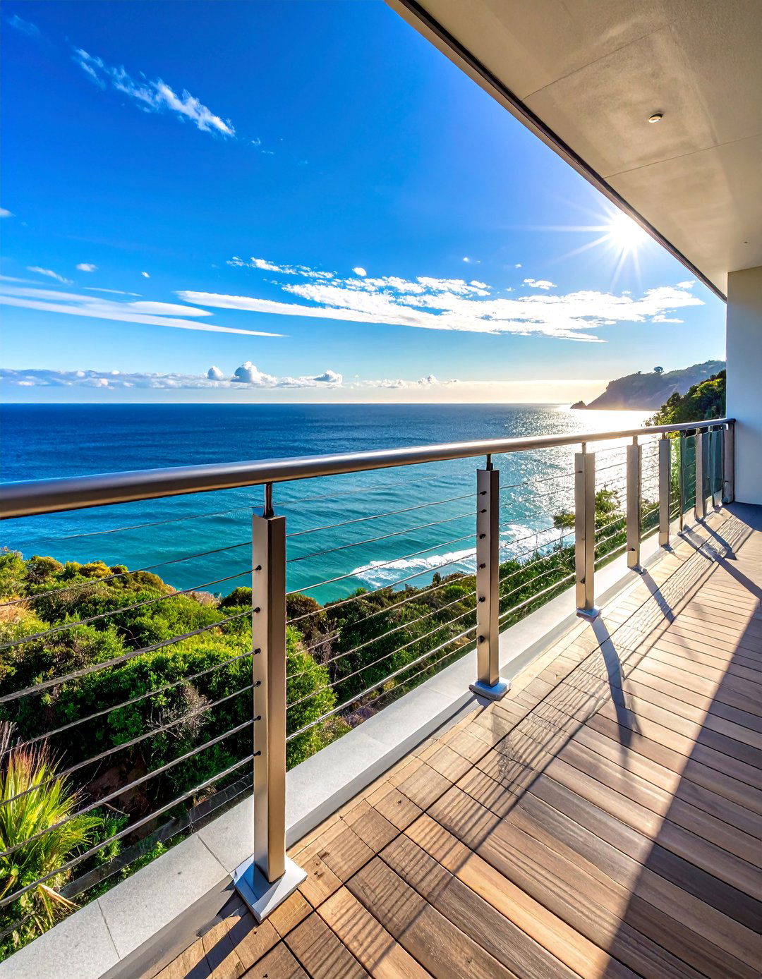 Horizontal Stainless Steel Cable Balcony Railing - 25 Balcony Railing Design Ideas for Stylish Homes