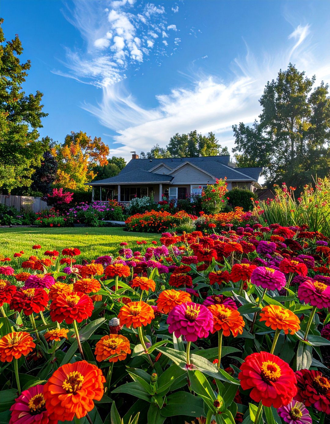 Hot Colored Zinnia Flower Bed - 25 Zinnia Garden Ideas for a Colorful Outdoor Space